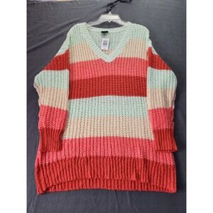 Torrid Chunky Knit Oversized Multicolored Vibrant Striped Cozy Sweater‎ NWT 1X